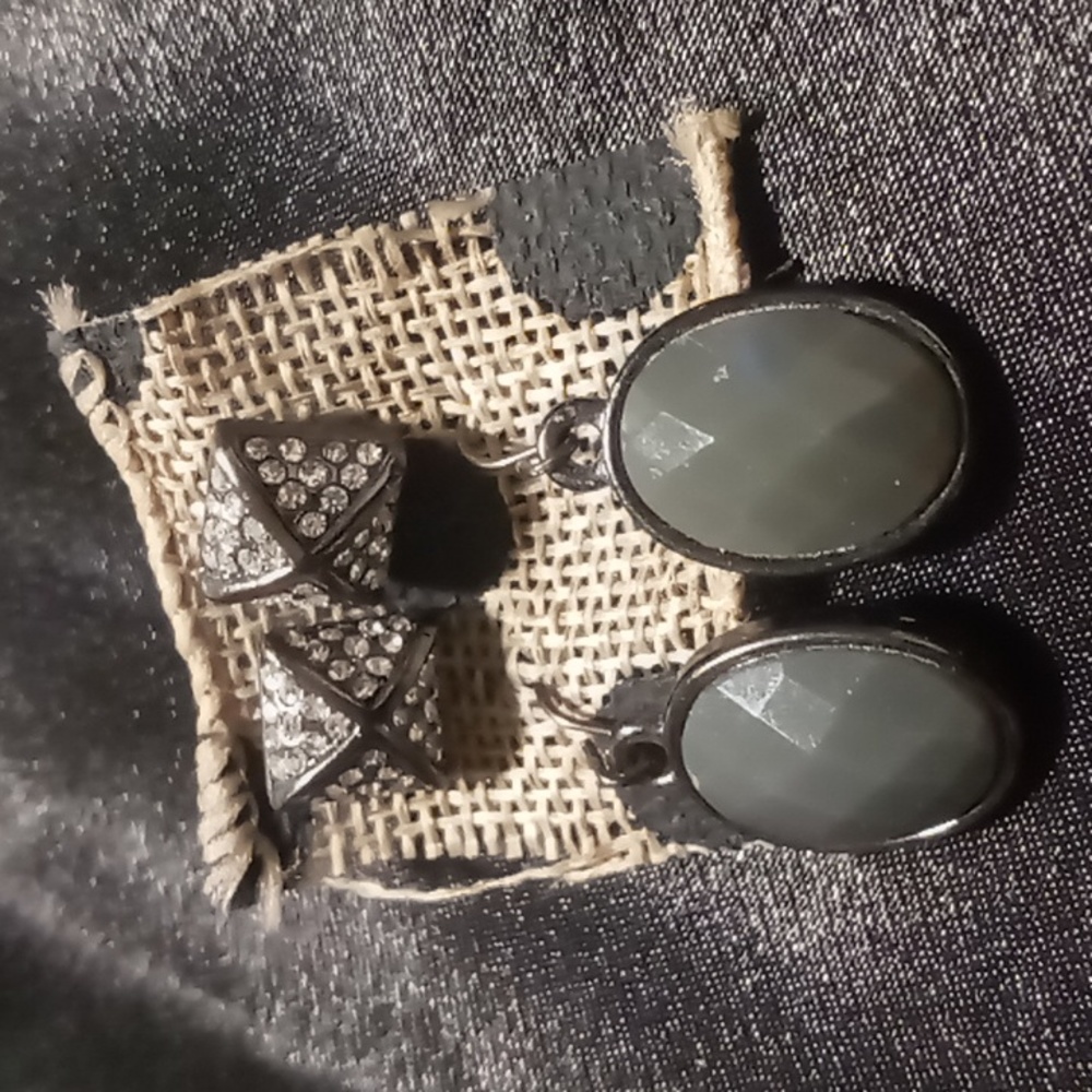 Blackened & gray earrings studs & dangling
